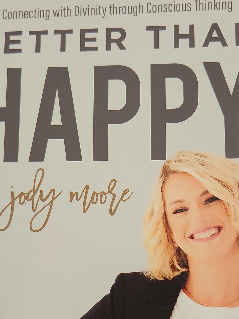 Inspirational 'Better Than Happy' Cover Print — Light Blue & Black